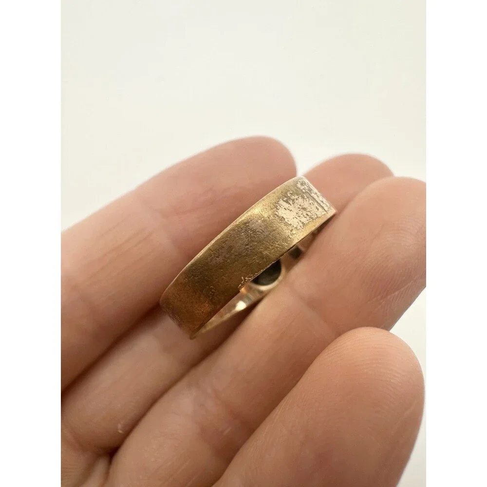 Antique Engraved Initials Gold Tone Signet Ring Size 9.5